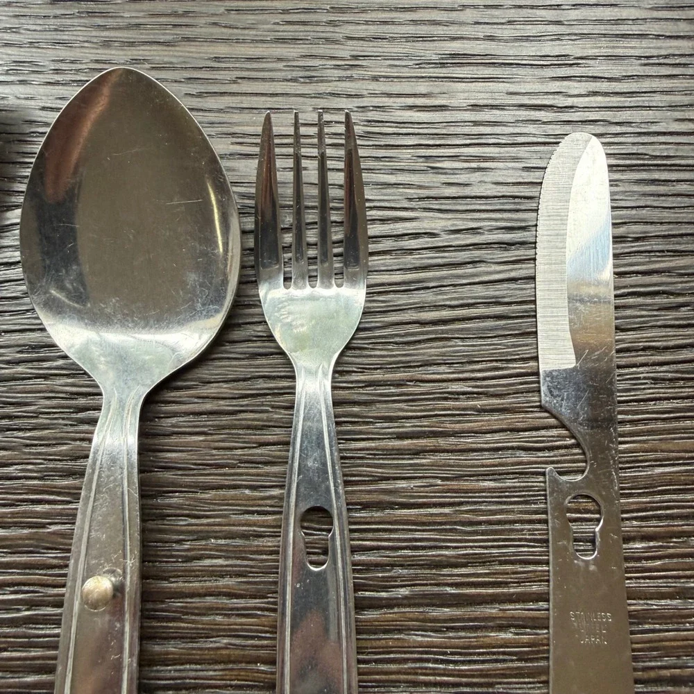 Camping Cutlery Set Packable Stainless Steel Made in Japan 3pc Pouch